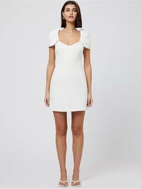 French Connection Summer White Whisper Gathered Sleeve Dress
